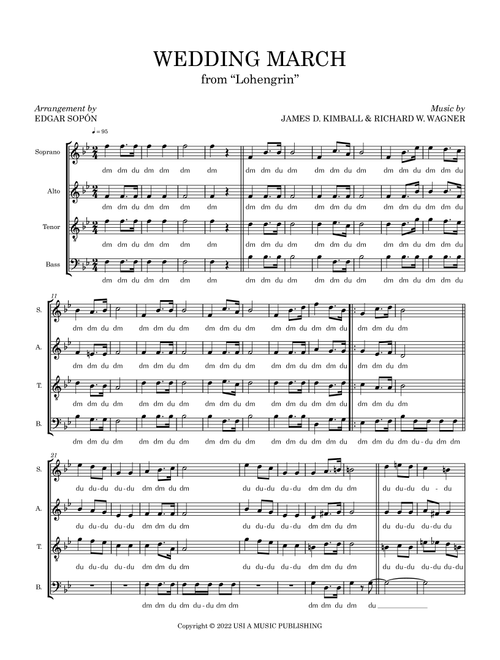 Wedding March (Arr. Edgar Sopón) - Richard Wilhelm Wagner, James D Kimball (Choral, SATB)