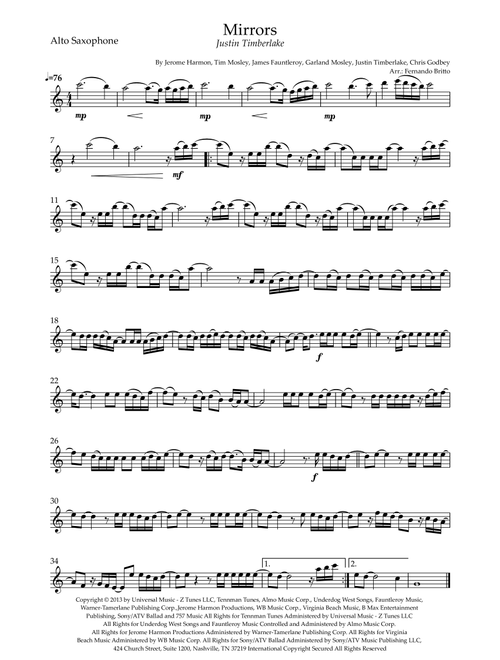 Mirrors (Arr. Fernando Britto) - Justin Timberlake (Alto Sax Solo)