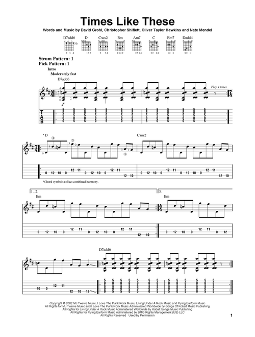 Times Like These - Foo Fighters (Easy Guitar with TAB)