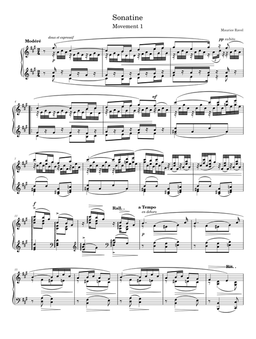 Sonatine, Movement 1, Modéré – Maurice Ravel