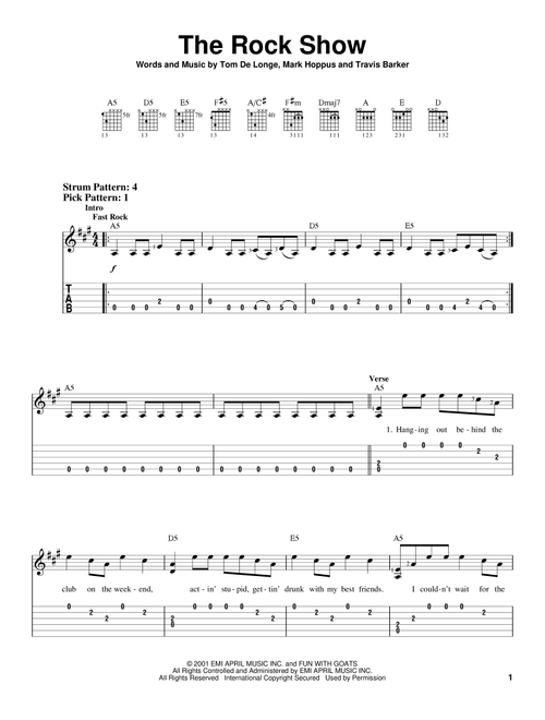 The Rock Show - Blink-182 (Easy Guitar with TAB)