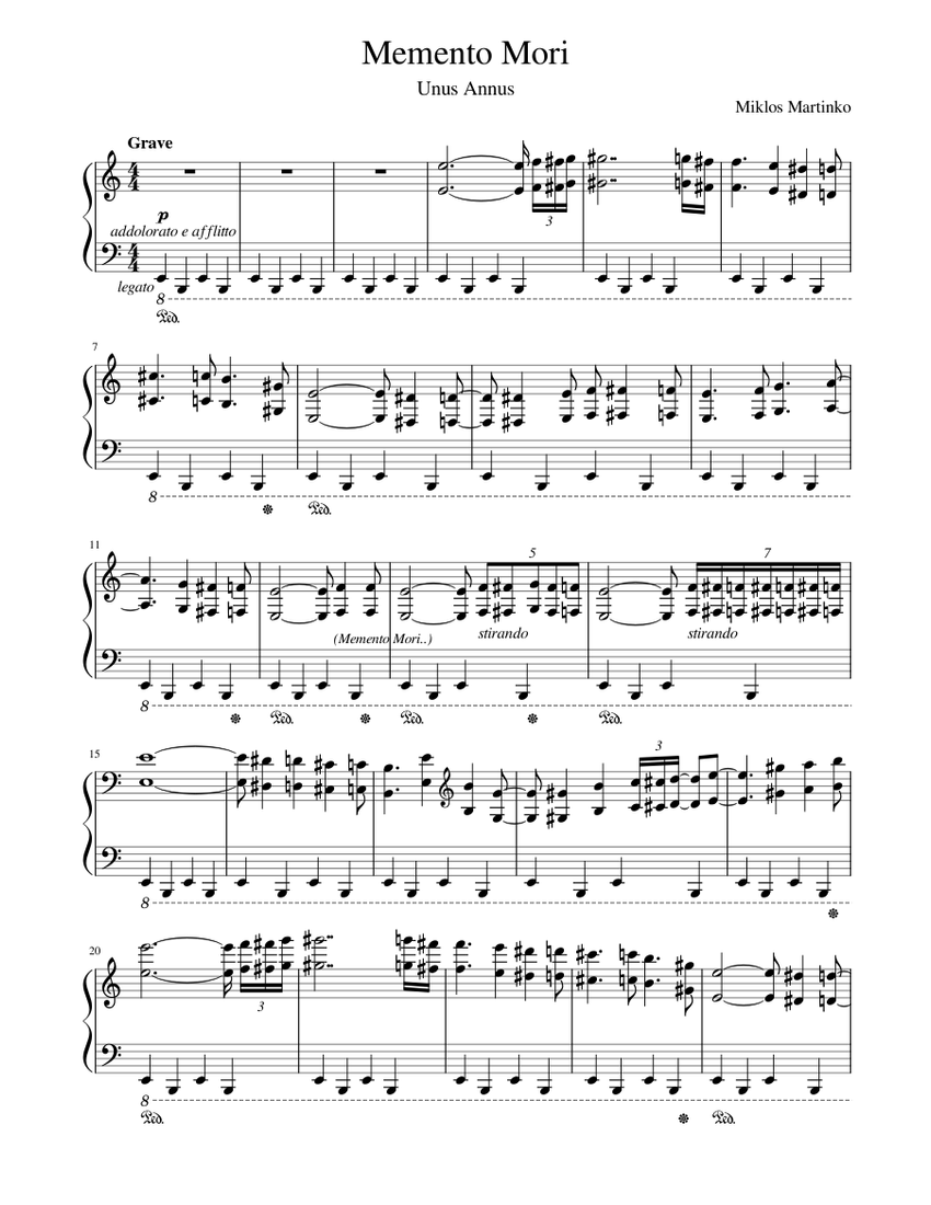 Memento Mori Sheet music for Piano (Solo)