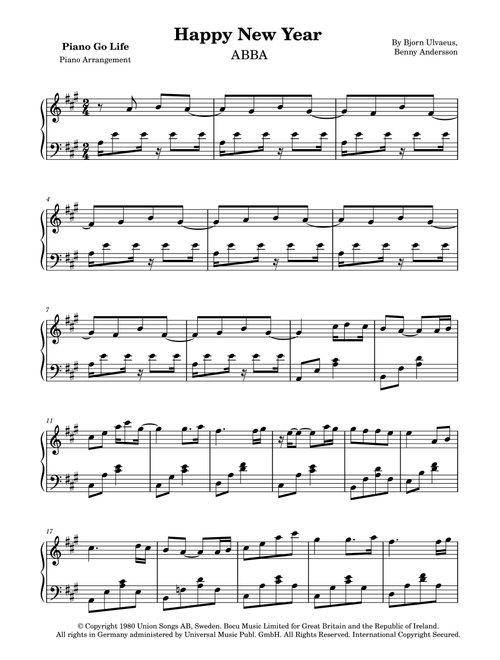 Happy New Year (Arr. Piano Go Life) - ABBA (Piano Solo)