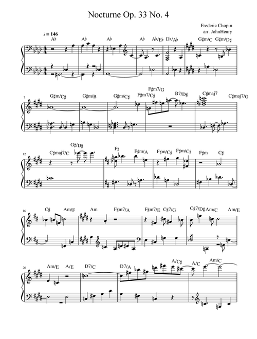 Nocturne Op. 33 No. 4 — Chopin | Easy Piano Solo (Arr. JohnHenry) (Easy Piano)
