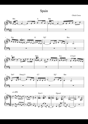 Spain(スペイン) - Chick Corea Sheet Music with Chords for Piano