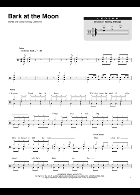 オジー・オズボーン Bark at the Moon 楽譜集 バンドスコア】BARK AT THE MOON（月に吠える） / Ozzy Osbourne