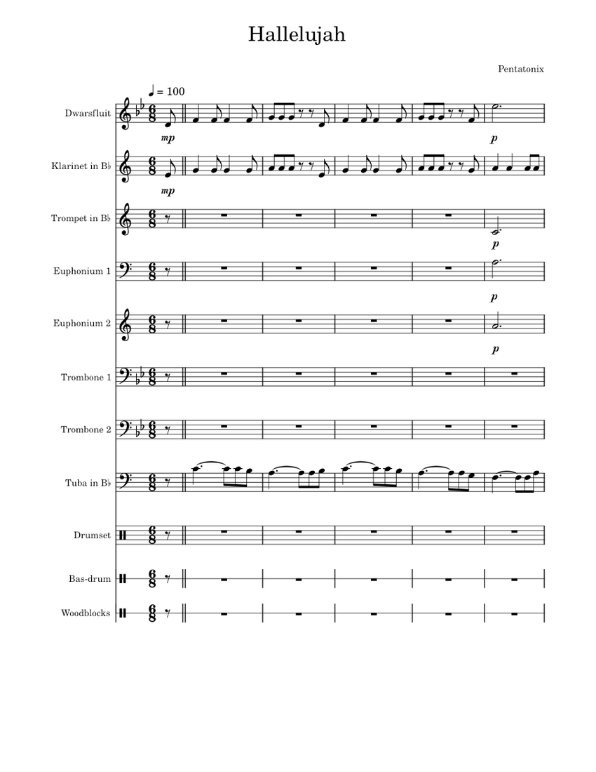 Hallelujah Pentatonix Sheet music for Trombone, Euphonium, Tuba