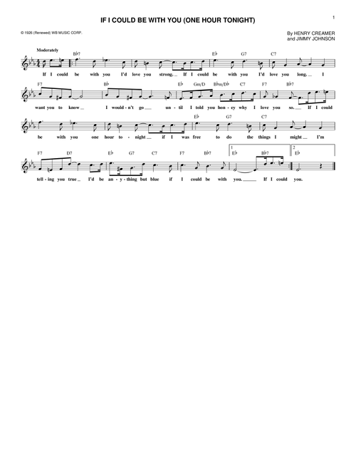 If I Could Be With You (One Hour Tonight) - Jimmy Johnson (Lead Sheet - Fake Book)