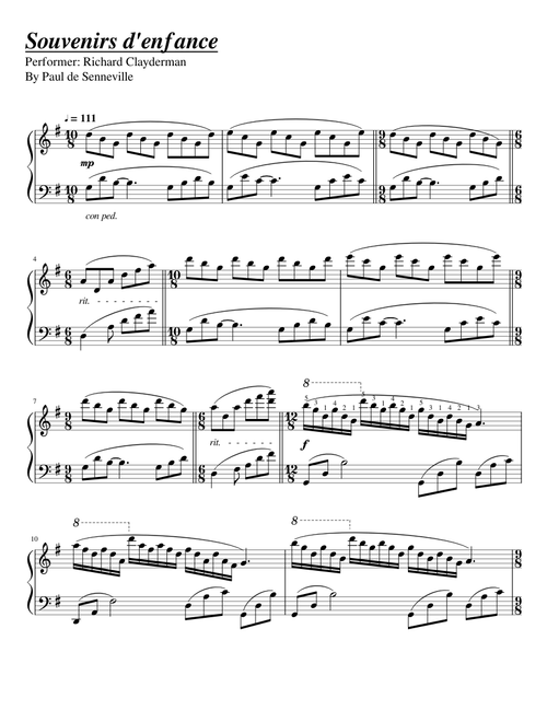 Souvenir d'enfance -Richard Clayderman-