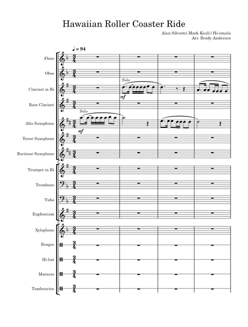 Hawaiian roller coaster ride – Concert Band Arrangement