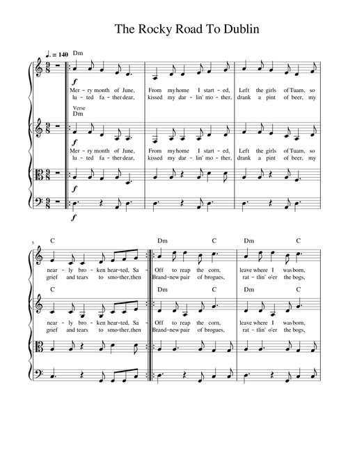 Rocky road to dublin – The Dubliners to be sang by four people