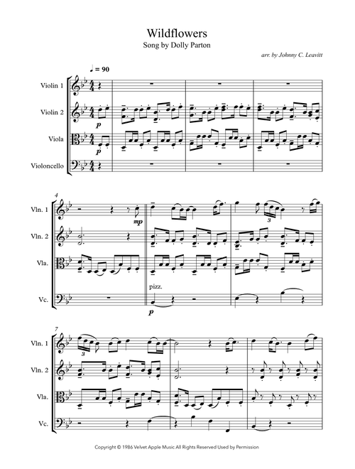 Wildflowers (Arr. Johnny C. Leavitt) - Dolly Parton (String Quartet)