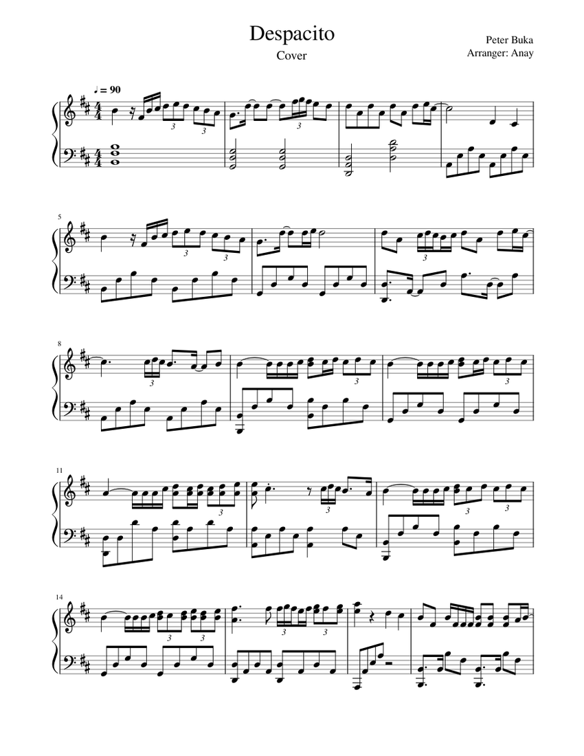 Despacito piano peter bence hot sale