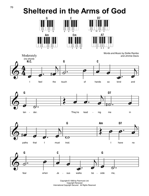 Sheltered In The Arms Of God - Dottie Rambo (Super Easy Piano)