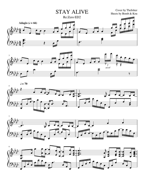 Stay Alive | Re:Zero ED 2 | TheIshter Sheet Music | Full Sheets
