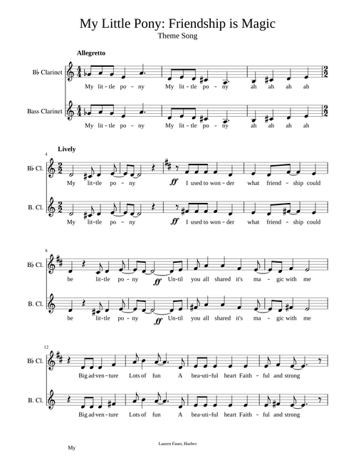 My Little Pony Friendship is Magic Theme Song Clarinet