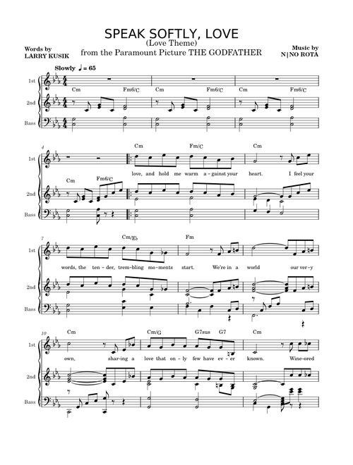 The Godfather Theme  Speak Softly Love  Musescore