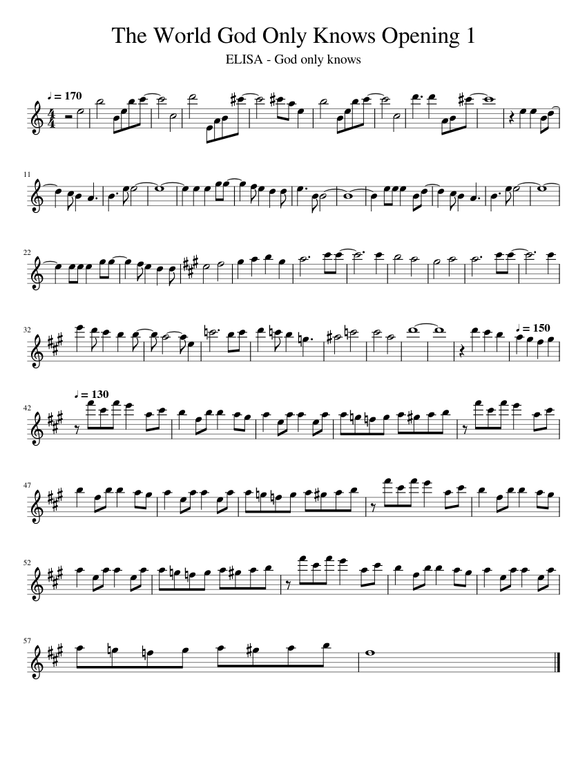 Flute様ご確認用ページです。 The World God Only Knows Opening 1 Sheet Music for Flute (Solo