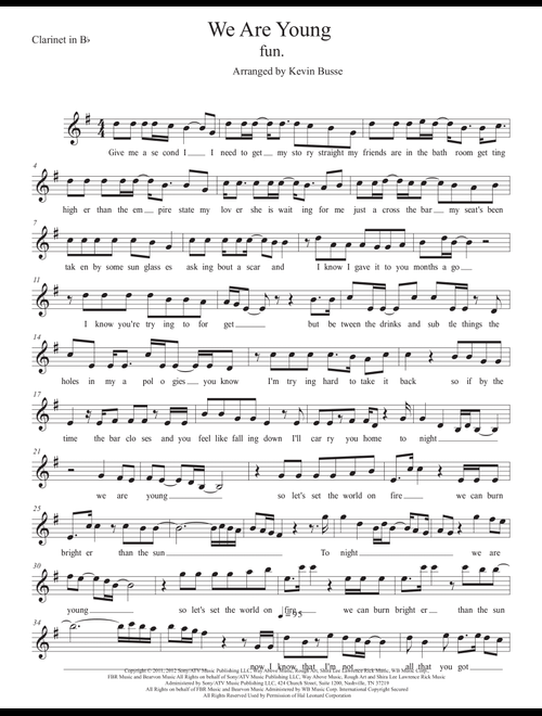 We Are Young (Arr. Kevin Busse) - Fun. Featuring Janelle Monae (Clarinet Solo)