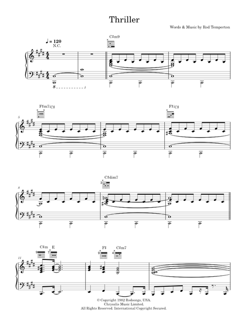 Thriller - Michael Jackson (Piano-Vocal-Guitar (Piano Accompaniment))