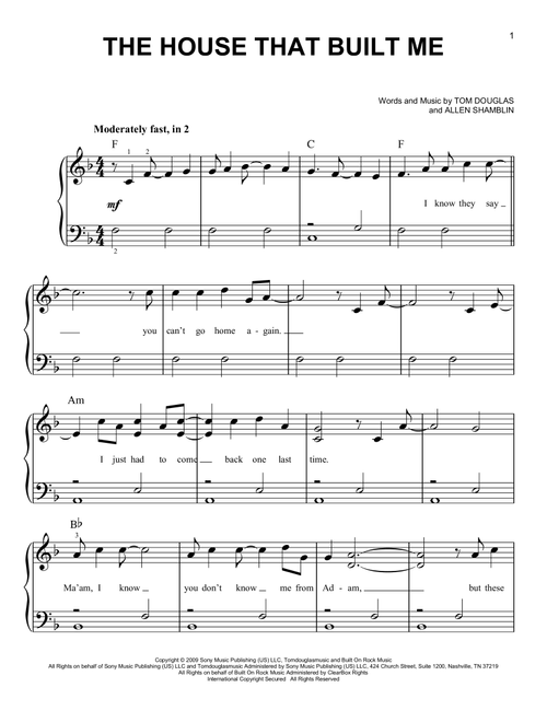 The House That Built Me - Miranda Lambert (Very Easy Piano)
