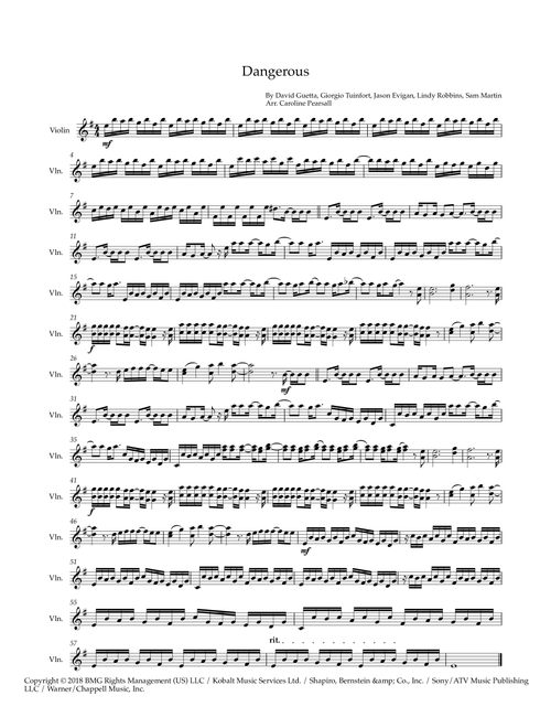 Dangerous (Arr. Caroline Pearsall) - David Guetta Feat. Sam Martin (Violin Solo)