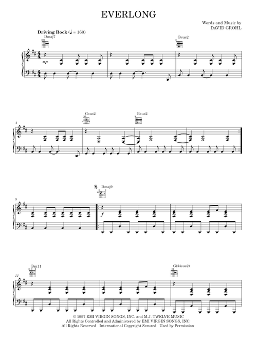 Everlong - Foo Fighters (Piano-Vocal-Guitar)