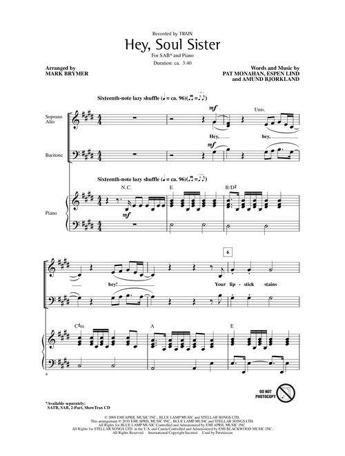 Hey, Soul Sister (Arr. Mark Brymer) - Train (Choral, SAB)