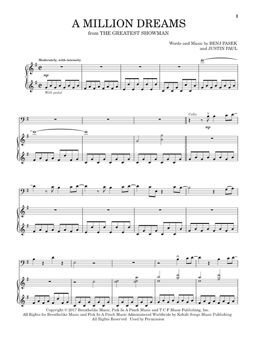A Million Dreams (from The Greatest Showman) - Pasek & Paul, Benj Pasek, Justin Paul (Cello and Piano)