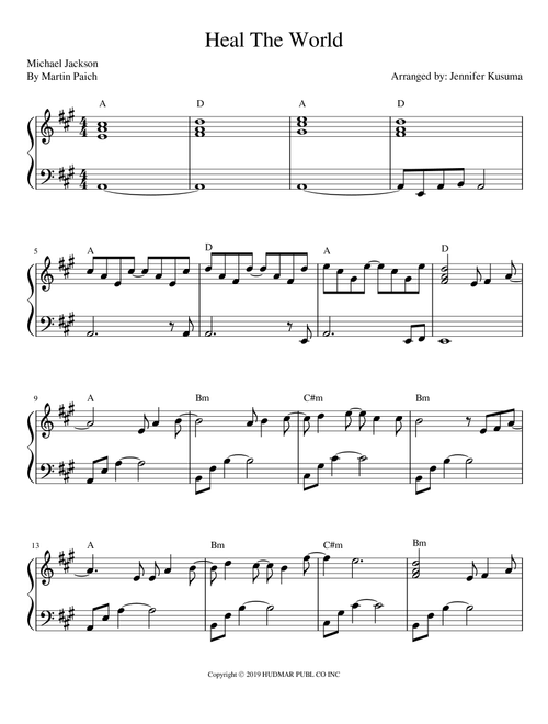 Heal The World (prelude) (Arr. Jennifer Kusuma) - Doctors Pop, Marty Paich (Piano Vocal)