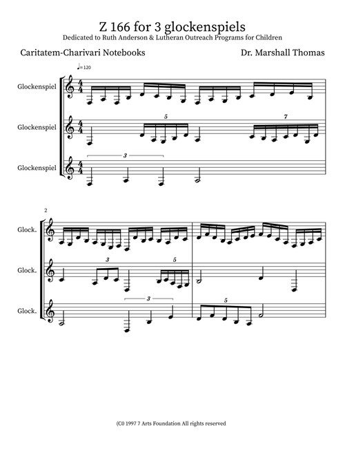 Z 166 for 3 glockenspiels - Celebrity Chamber Players (Small Ensemble)