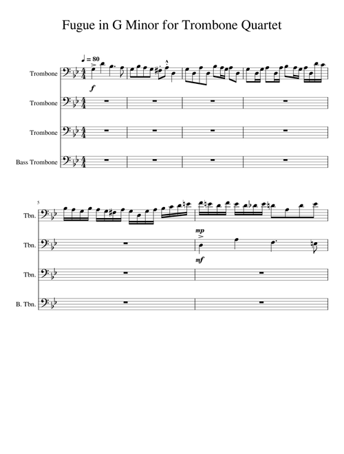 Fugue in G Minor for Trombone Quartet
