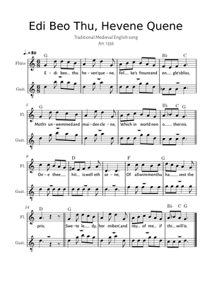 Edi Beo Thu, Hevene Quene Sheet Music with Chords for Piano (Choral ...