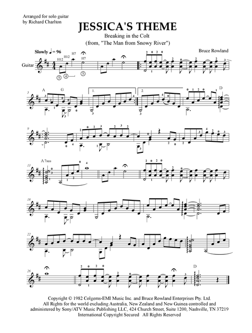 Jessica's Theme (Breaking In The Colt) (Arr. Richard Charlton) - Bruce Rowland (Solo Guitar)