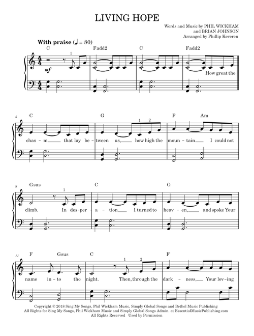 Living hope - Phil Wickham (Easy Piano)