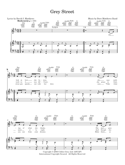 Grey street - Dave Matthews Band (Piano-Vocal-Guitar)