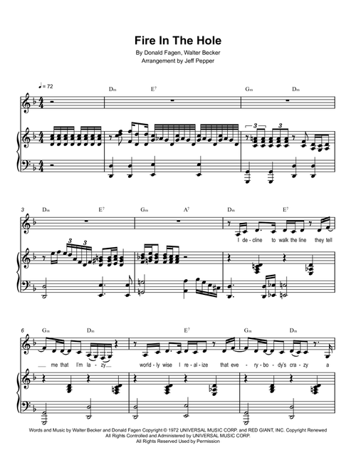 Fire In The Hole (Arr. Tunescribers) - Donald Fagen, Walter Becker (Piano Vocal)