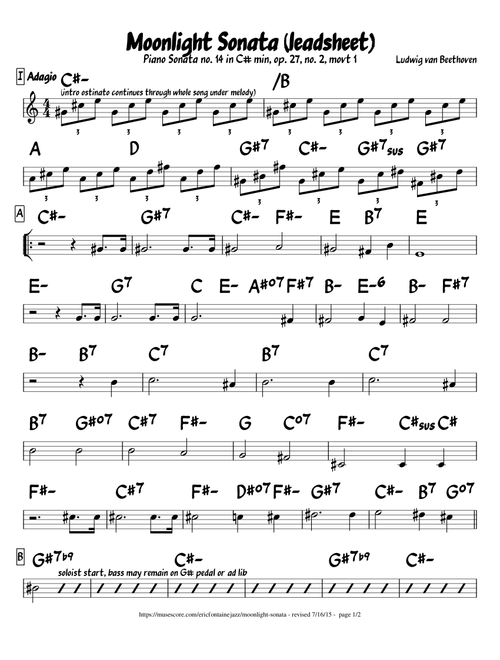 Moonlight Sonata (Jazz Lead Sheet)