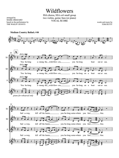Wildflowers (Arr. Mark Grizzard) - Tom Petty (Choral, SSA)
