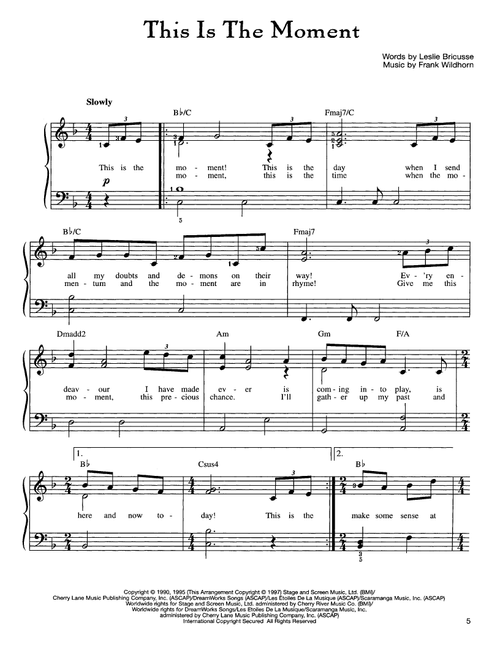 This Is The Moment - Frank Wildhorn, Leslie Bricusse (Easy Piano)