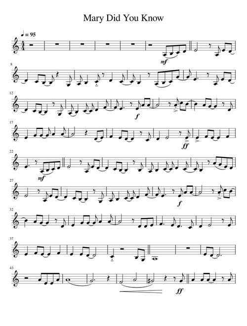 Mary Did You Know – Violin in C Major