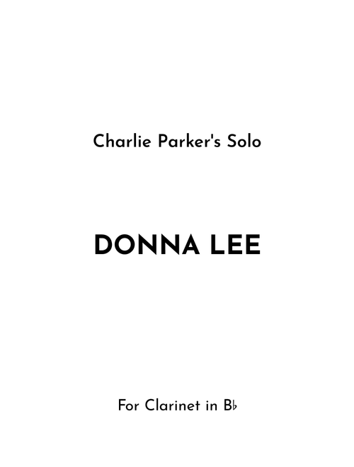 Donna Lee (Arr. Jireh J.) - Charlie Parker (Clarinet Solo)