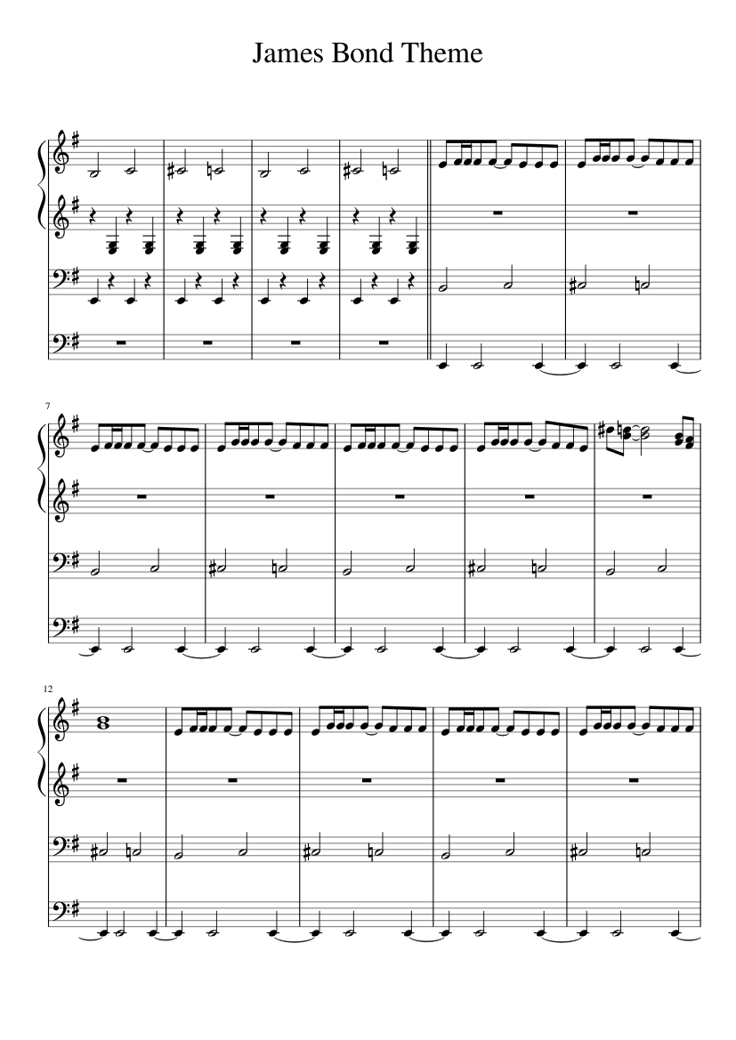 dinosaurio Giro de vuelta Otoño James Bond 007 Theme Sheet music for Piano (Solo) | Musescore.com