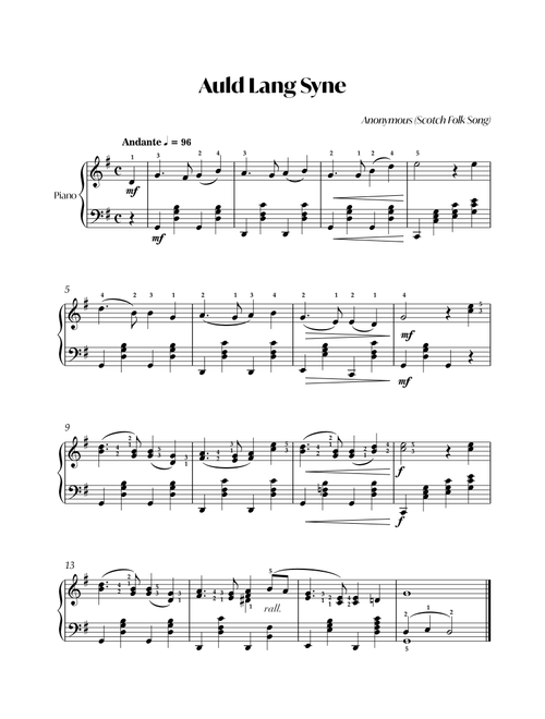 Auld Lang Syne (Arr. Bisdré Santus) - Anonymous (Easy Piano)