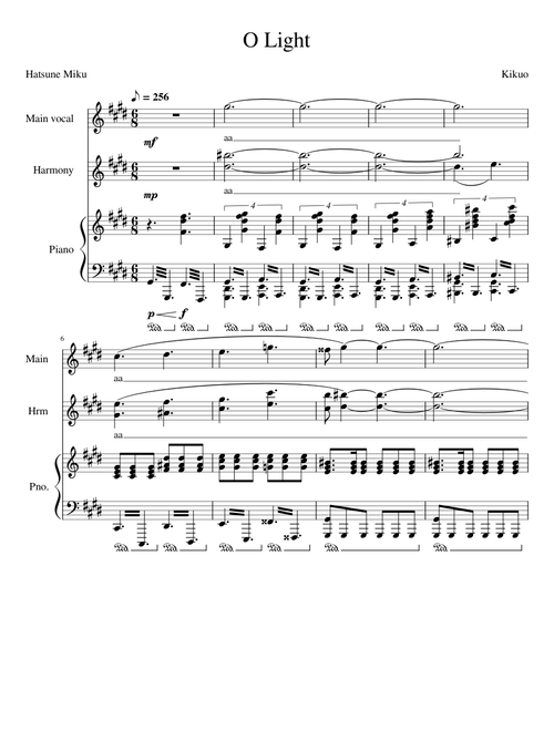 O Light (光よ) Vocal and Piano Arrangement