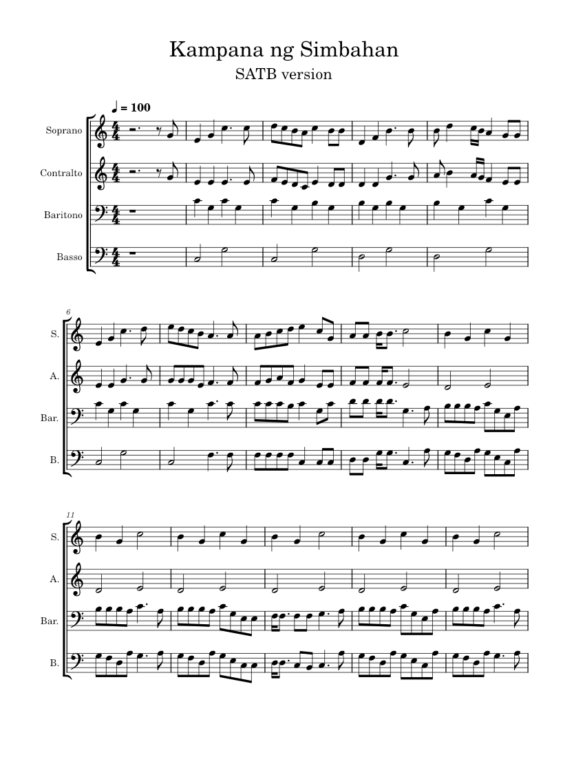 Kampana Ng Simbahan – Mabuhay Singers Kampana Ng Simbahan – SATB ...