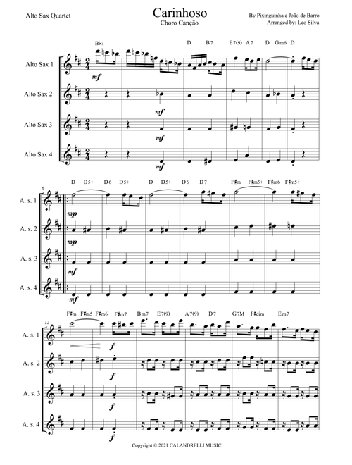 Carinhoso (Arr. Leo Silva) - Jorge Calandrelli, Benedicto Lacerda (Woodwind Ensemble)