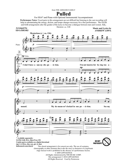 Pulled (from The Addams Family) (arr. Ed Lojeski) - Andrew Lippa (Choral, SSA)