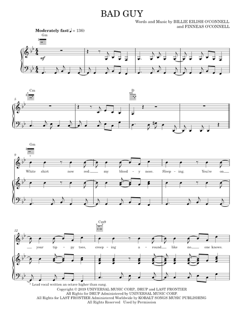 Bad guy - Billie Eilish (Piano-Vocal-Guitar)