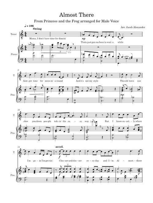 Almost there – Randy Newman Almost there - Male key